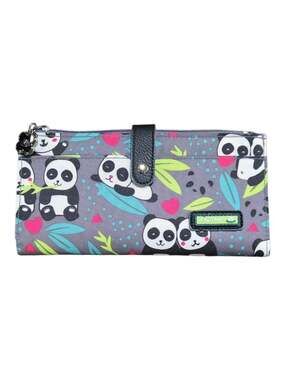 Lily Bloom Panda Print Long Zip-Around Clutch Wallet